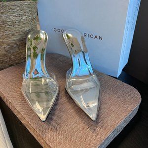 Good American Glass Slipper in Silver Size 11